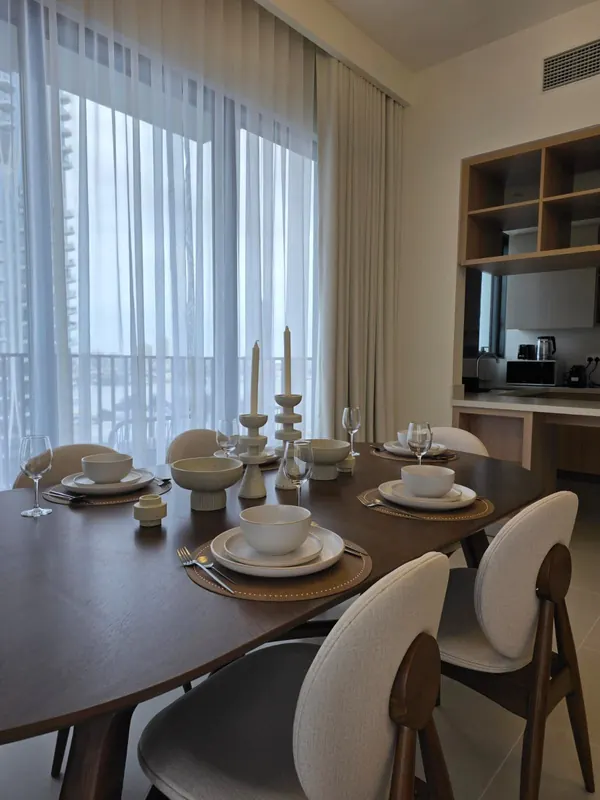 Dining & kitchen — furnished by Nuwah Interiors