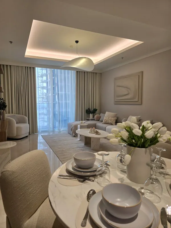 Dining & kitchen — furnished by Nuwah Interiors