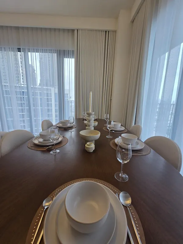Dining & kitchen — furnished by Nuwah Interiors