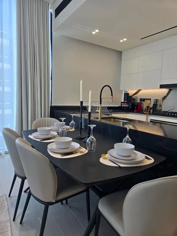 Dining & kitchen — furnished by Nuwah Interiors