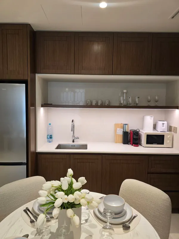 Dining & kitchen — furnished by Nuwah Interiors