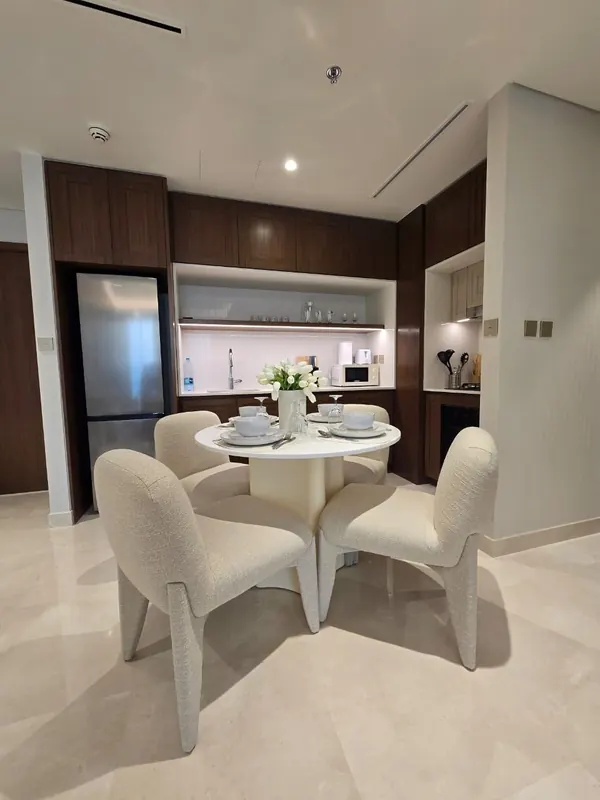Dining & kitchen — furnished by Nuwah Interiors