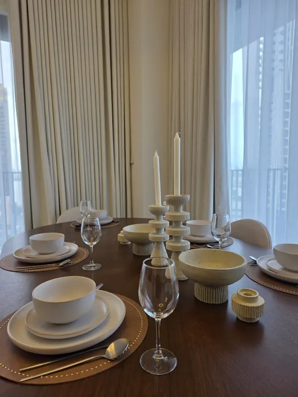 Dining & kitchen — furnished by Nuwah Interiors